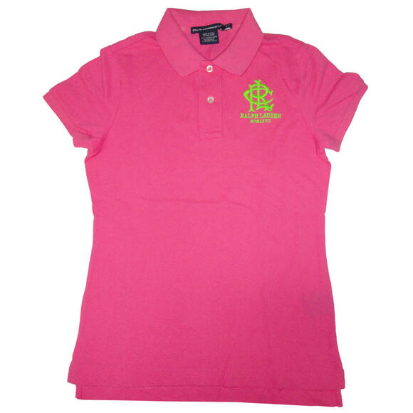 Ralph Lauren Sport Womens Crest Logo Polo Shirt Parrot Pink Medium NWT - Picture 1 of 3